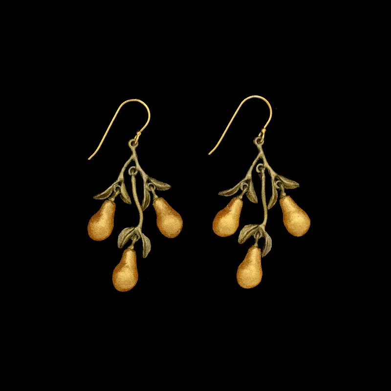 Classic Gold Earrings-Golden Pear Earrings - 3-Drop Wire