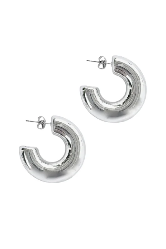 Artistic Stud Earrings-Santa Monica Hoops, Silver