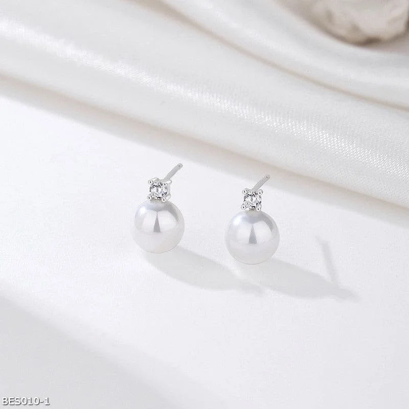 Dainty Silver Earrings-Forever love pearl earrings