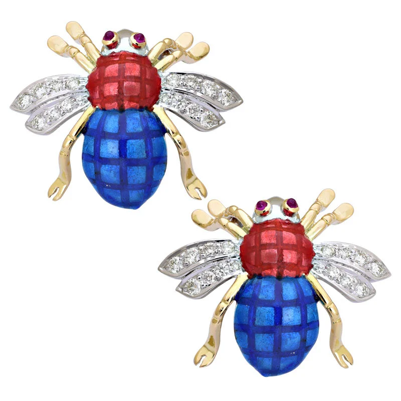 Statement Earrings for Women-Earrings-Ruby and Diamond (Enamel)