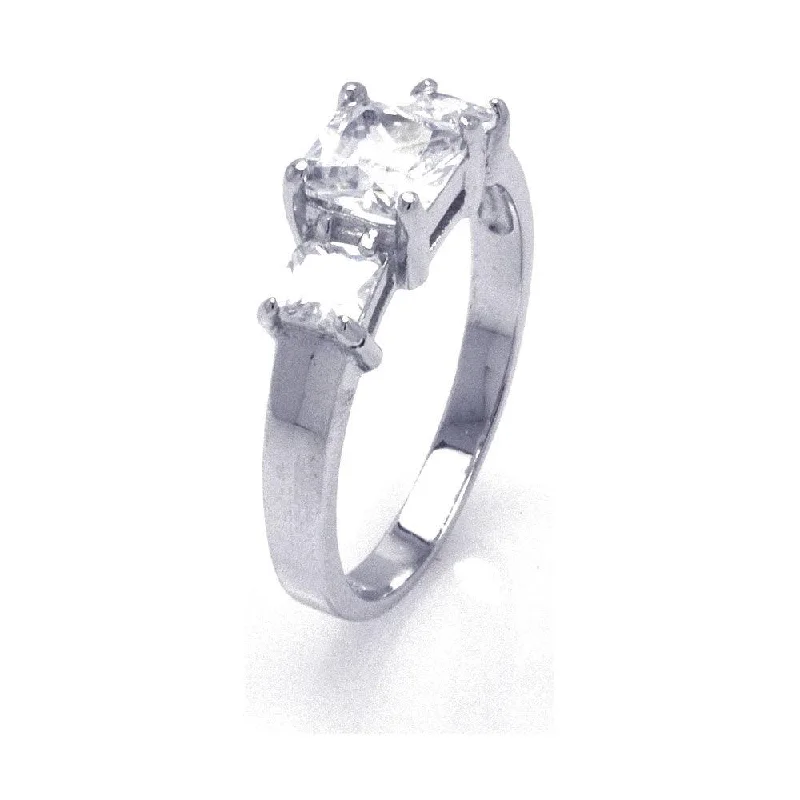 Customizable Rings for Women-Silver 925 Rhodium Plated CZ Past Present Future Ring - STR00772