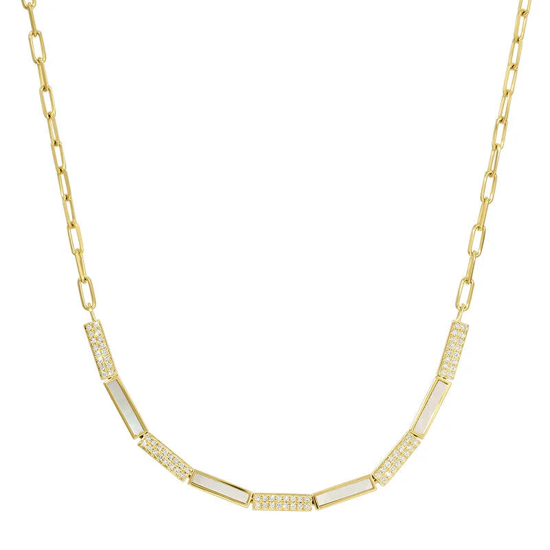 Designer Choker Necklaces-PACEE DIAMOND BAR  LINK NECKLACE.