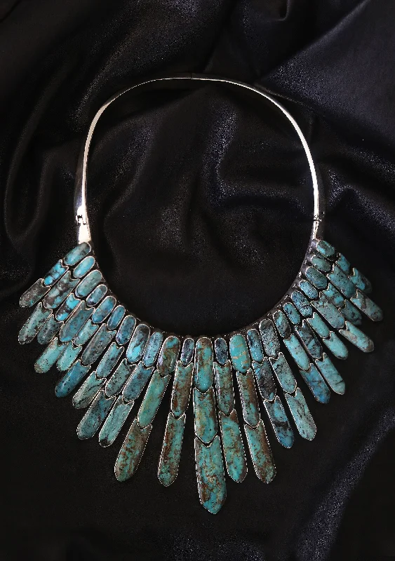 Luxury Gold Necklaces-MARTI TURQUOISE STATEMENT NECKLACE