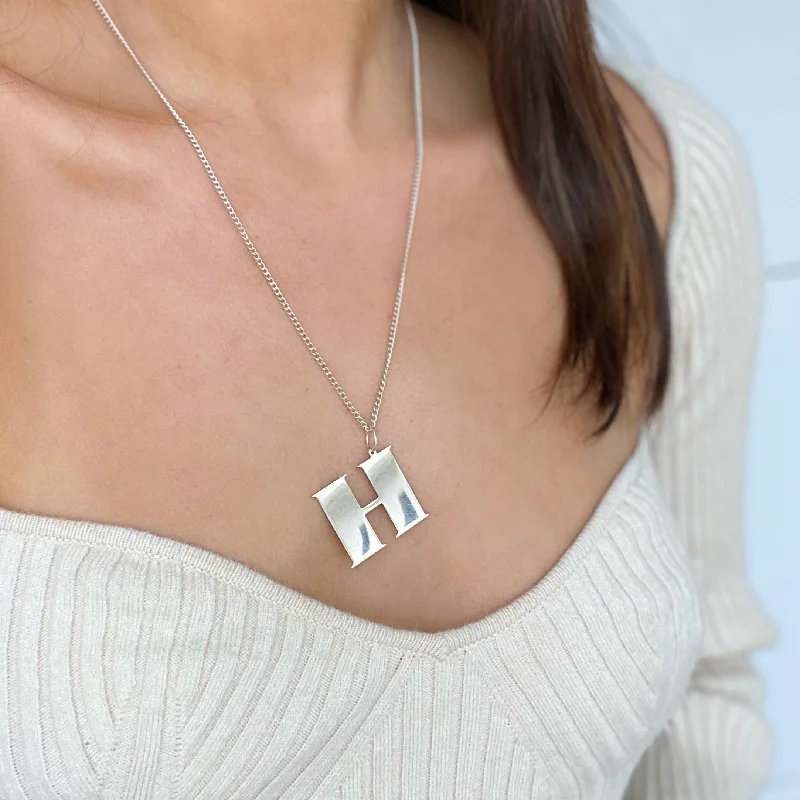 Fashionable Long Pendant Necklaces-BOLD INITIAL NECKLACES - LOWERCASE OR UPPERCASE