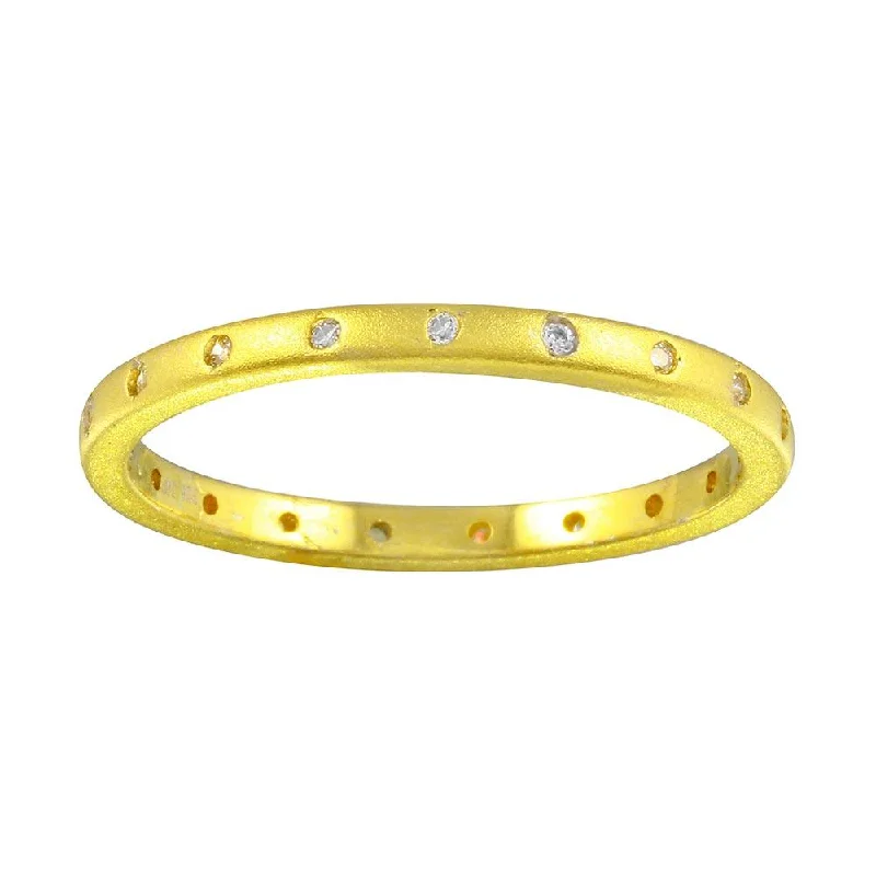 Custom Name Rings-Matte Finish Gold Plated 925 Sterling Silver CZ Eternity Ring - STR01112GP