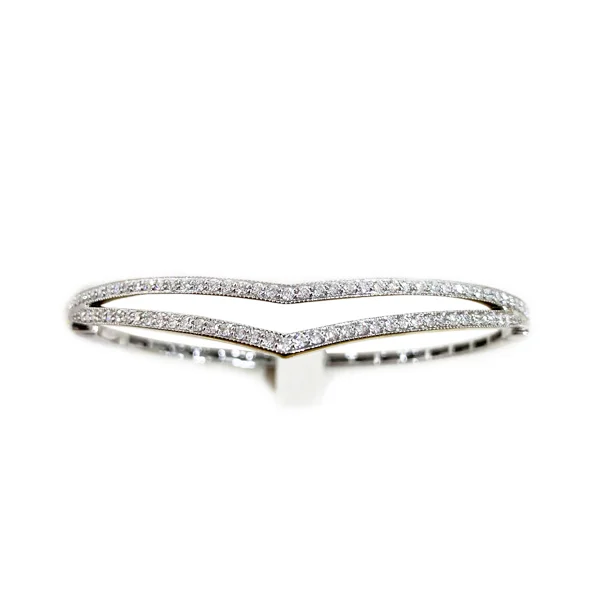 Fashionable Bangle Bracelets-14k White Gold Diamond Bangle