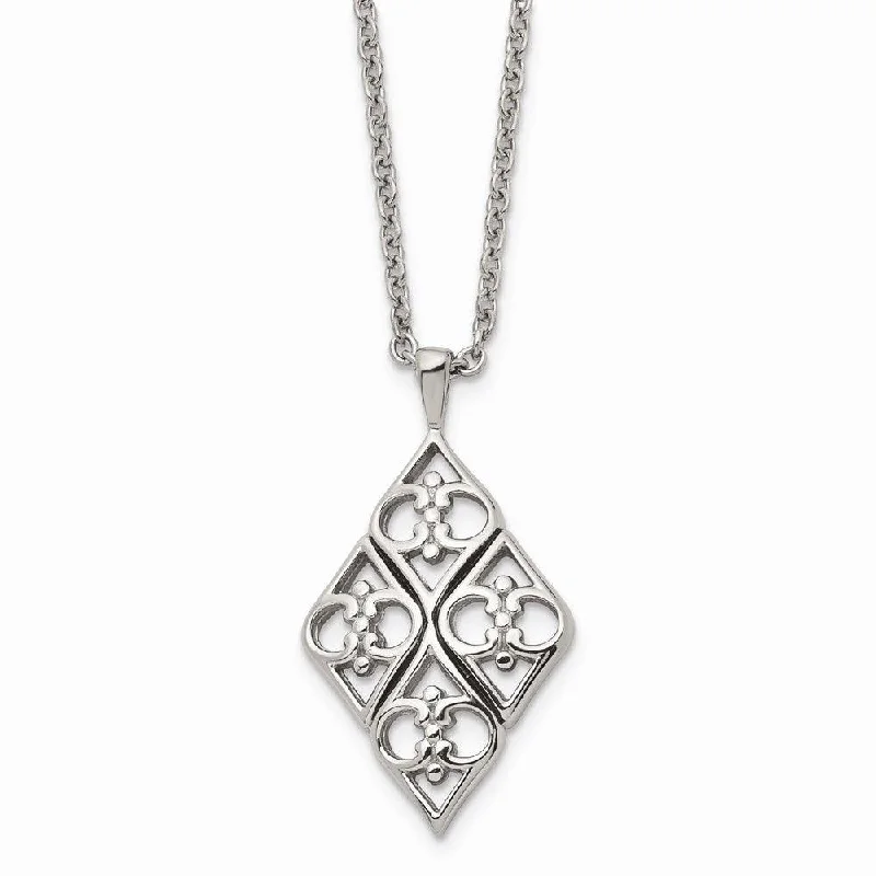 Diamond Pendant Necklaces-Stainless Steel Polished Necklace