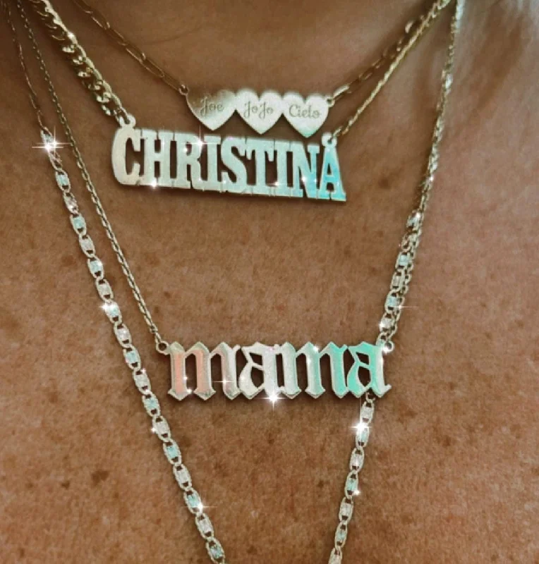 Personalized Choker Necklaces-14kt Gold Name Plate Necklace