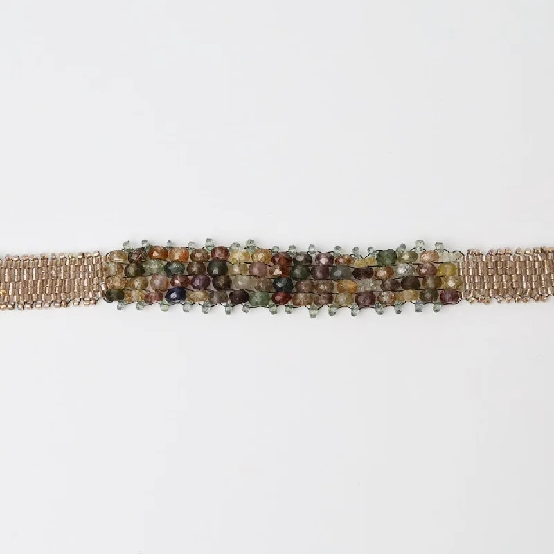 Sparkling Gold Tennis Bracelets-Hand Woven Soft Bracelet of Shaded Zircon