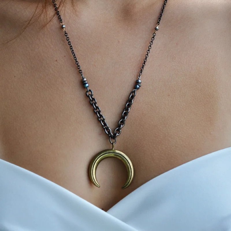 Beautiful Vintage Necklaces-DARCI - DOUBLE CRESCENT NECKLACE