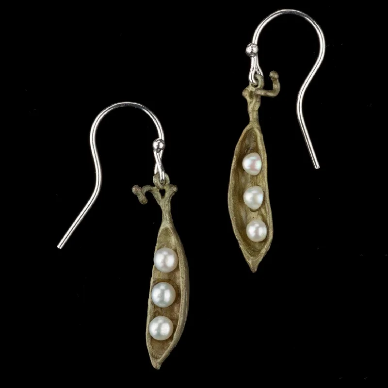 Large Pearl Earrings-Pea Pod Earrings - Petite Drop