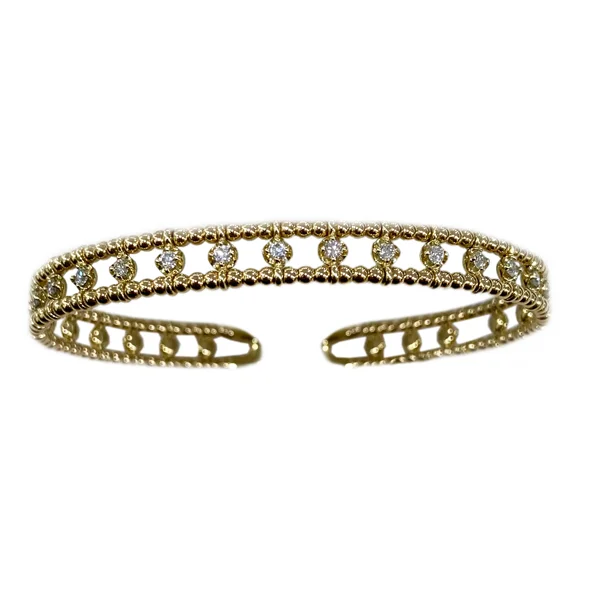 Simple Gold Bangle Sets-14k Yellow Gold Diamond Bangle