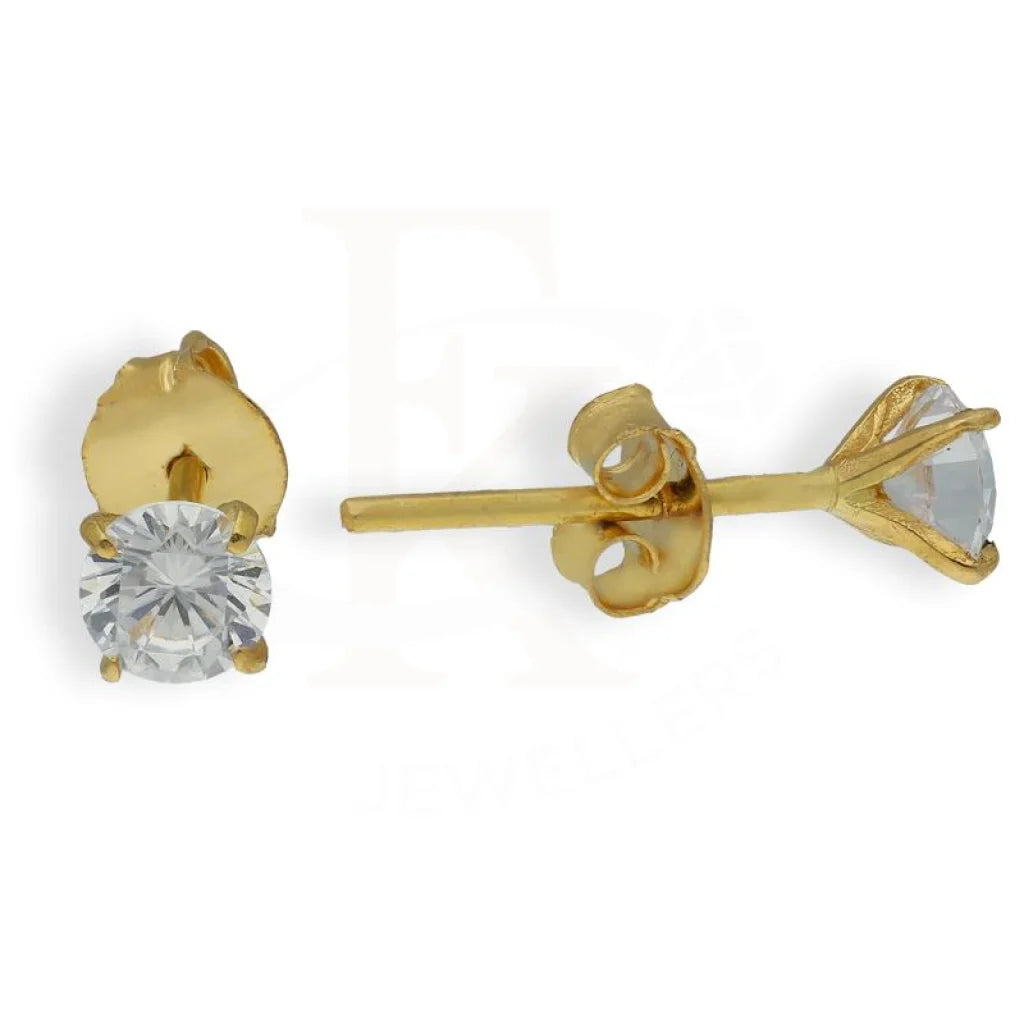 Cute Stud Earrings-Gold Solitaire Stud Earrings 18KT - FKJERN18K2687