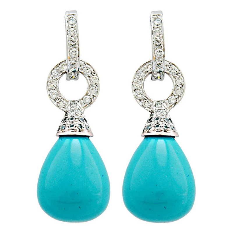 Retro Style Earrings-Earrings-Turquoise and Diamond