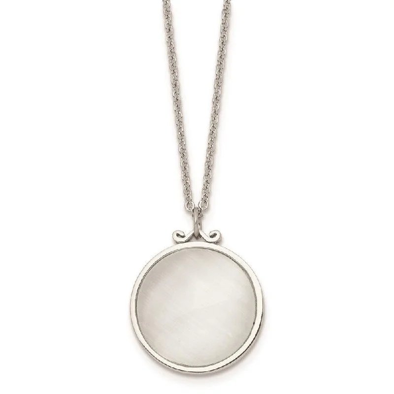 Handcrafted Gemstone Pendant Necklaces-Stainless Steel Polished White Cat's Eye Round Necklace