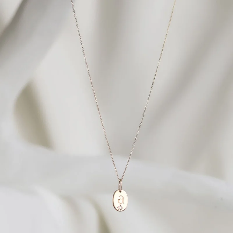 Delicate Silver Necklaces-CAMMIE OVAL DISC INITIAL NECKLACE