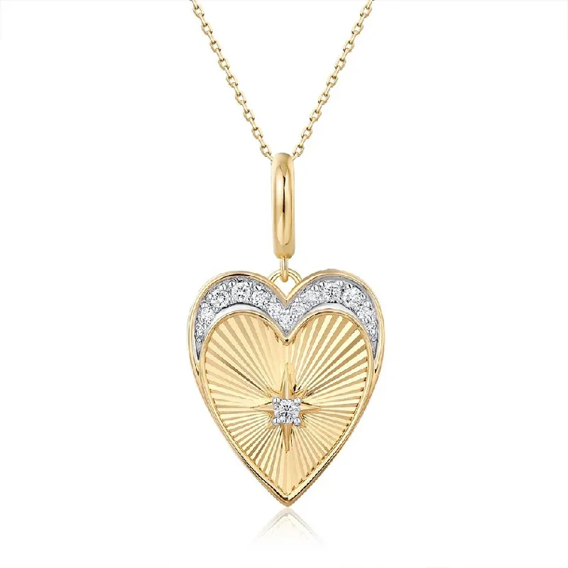 Trendy Personalized Necklaces-LIA FLUTED HEART NECKLACE.