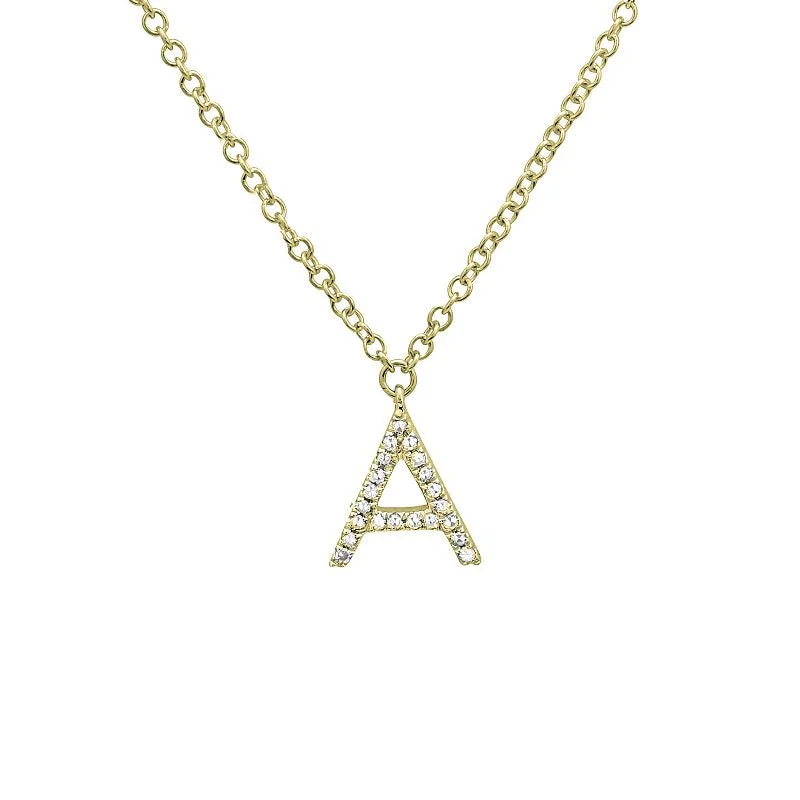 Designer Gold Necklaces-BOLD  LETTER  DIAMOND INITIAL NECKLACE