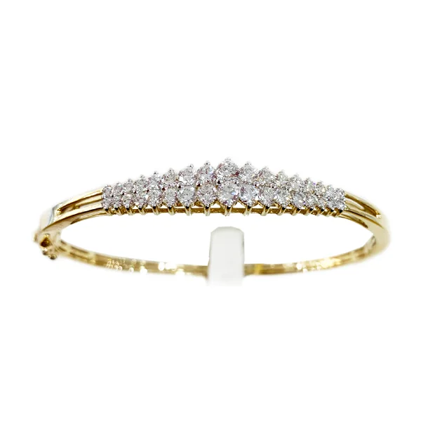 Colorful Bangle Bracelets for Brides-14k Yellow Gold Diamond Bangle