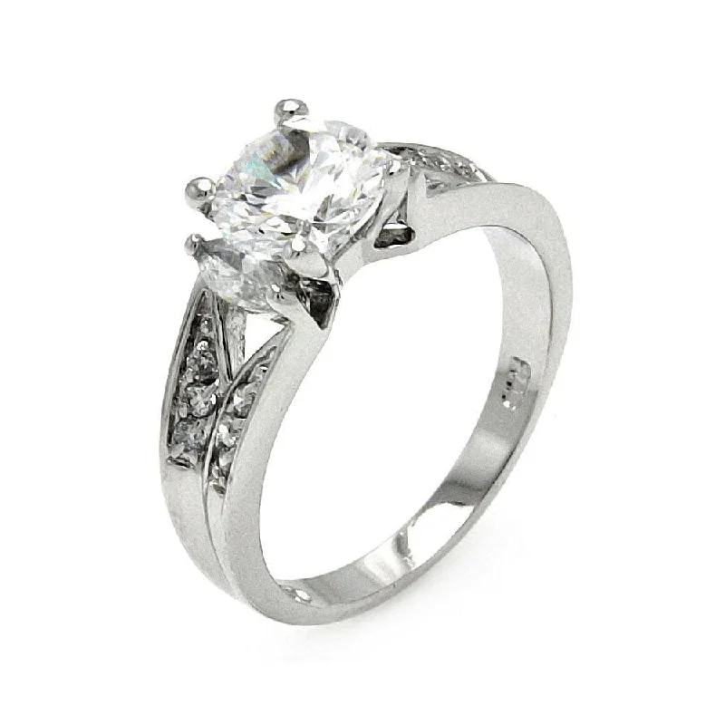 Fashionable Gemstone Wedding Rings-Silver 925 Rhodium Plated Clear Marquise Sides and Square Center CZ Bridal Ring - BGR00551