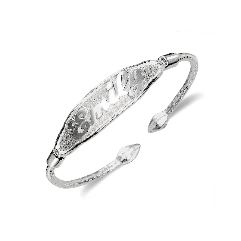 Gorgeous Diamond Bangles-NAME PLATE Baby Bangle, Oval Shape .925 Sterling Silver