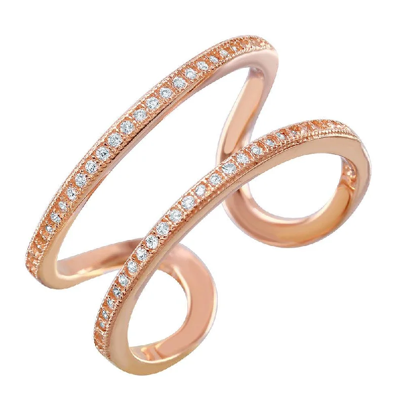 Beautiful Solitaire Rings-Silver 925 Rose Gold Plated Entangling Ring - STR01022RGP