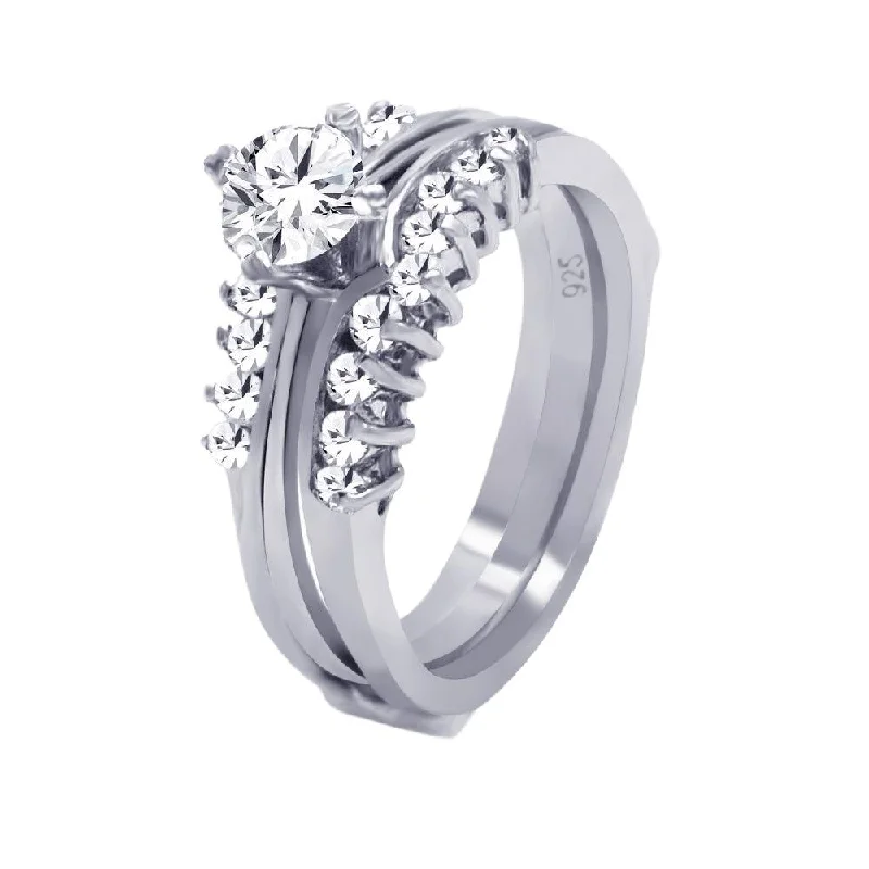 Classic Solitaire Rings-Silver 925 Rhodium Plated CZ Engagement Antique Ring - AAR0036